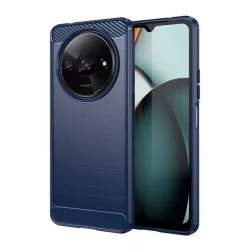  HUSĂ! - Protector de telefon din silicon (rezistenta la impact, colt cu perna de aer, periat, model carbon) ALBASTRU INCHIS Redmi A3