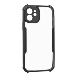   HUSĂ! - Protectie din silicon pentru telefon (rezistenta la impact, colt cu perna de aer, spate acrilic, protectie pentru camera) NEGRU iPhone 12, iPhone 12 Pro