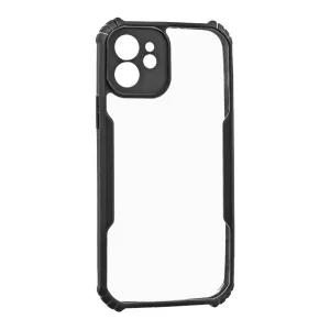 HUSĂ! - Protectie din silicon pentru telefon (rezistenta la impact, colt cu perna de aer, spate acrilic, protectie pentru camera) NEGRU iPhone 12, iPhone 12 Pro
