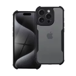   HUSĂ! - Protectie din silicon pentru telefon (rezistenta la impact, colt cu perna de aer, spate acrilic, protectie pentru camera) NEGRU iPhone 15 Pro