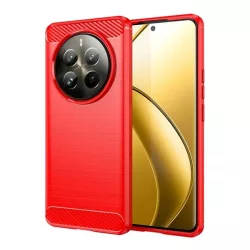   HUSĂ! - Protector de telefon din silicon (rezistenta la impact, colt cu perna de aer, periat, model carbon) RED Realme 12 Pro Plus, 12 Pro
