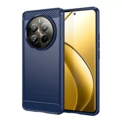   HUSĂ! - Protector de telefon din silicon (rezistenta la impact, colt cu perna de aer, periat, model carbon) ALBASTRU INCHIS Realme 12 Pro Plus, 12 Pro