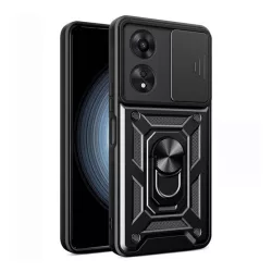   HUSĂ! - Protector de telefon din plastic Defender (rezistenta la impact, interior din silicon, inel de retinere, protectie camera) NEGRU Oppo A58 4G