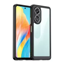   HUSĂ! - Protectie din plastic pentru telefon (cadru silicon, rezistenta la impact, spate transparent) NEGRU Oppo A58 4G