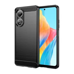   HUSĂ! - Protector de telefon din silicon (rezistenta la impact, colt cu perna de aer, periat, model carbon) NEGRU OPPO A58