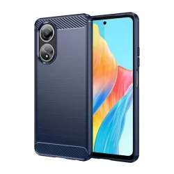   HUSĂ! - Protector de telefon din silicon (rezistenta la impact, colt cu perna de aer, periat, model carbon) ALBASTRU INCHIS OPPO A58