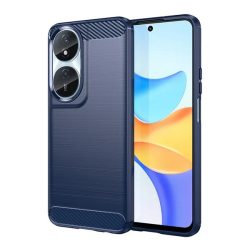   HUSĂ! - Protectie din silicon pentru telefon (rezistenta la impact, colt cu perna de aer, periat, model carbon) ALBASTRU INCHIS Honor X7b
