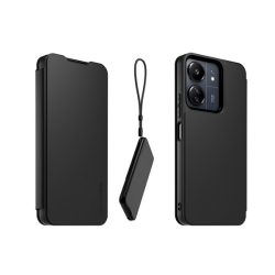   HUSĂ! - MADE FOR XIAOMI husă în picioare, efect piele (FLIP, deschidere laterală, buzunar pentru card + curea de gât) NEGRU Xiaomi Redmi 13C