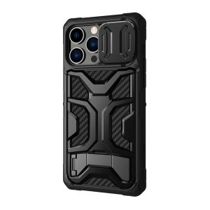 HUSĂ! - Protector de telefon din silicon NILLKIN ADVENTURER PRO defender (rezistenta la impact, cadru din silicon, protectie camera, suport) NEGRU Apple iPhone 14 Pro Max