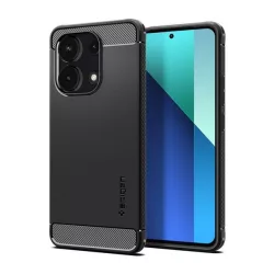   HUSĂ! - Protectie de telefon din silicon SPIGEN RUGGED ARMOR (rezistenta la impact, colt cu perna de aer, model carbon) NEGRU Xiaomi Redmi Note 13 4G