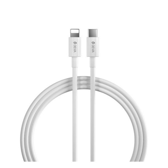 Cablu de date DEVIA SMART (Tip-C - fulger, 27W, încărcător rapid PD, 200cm) ALB