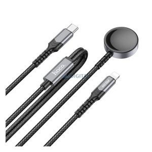 HOCO Cablu de încărcare 2in1 (Tip-C - încărcător fulger/Apple Watch, fără fir, 20W, încărcător rapid PD, 120cm) NEGRU