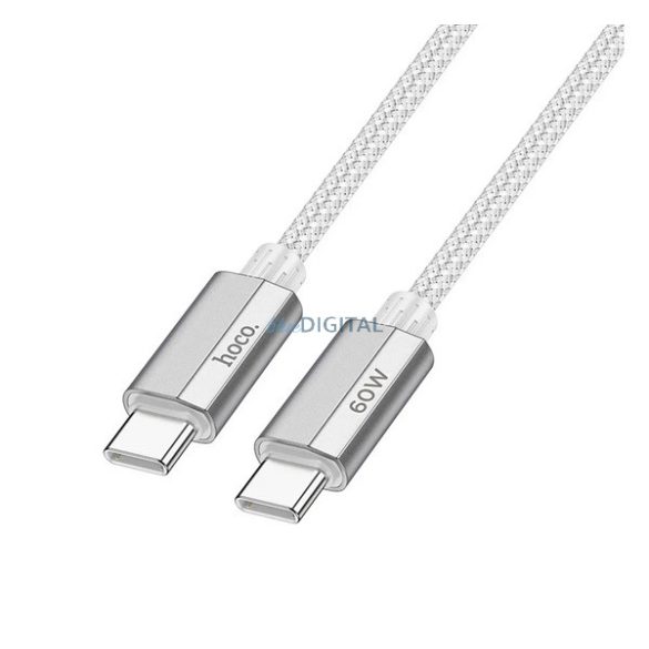 HOCO U134 cablu de date (Tip-C - Tip-C, 60W, încărcător rapid PD 3.0, 120cm, șiret) GRIS deschis