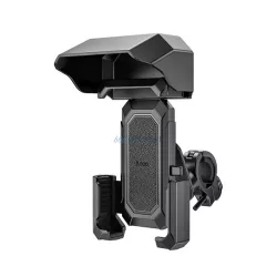   Suport pentru telefon HOCO WILD WOLF pentru biciclete și motociclete (montare pe ghidon, 360°, parasolar, dimensiune 4.7-7") NEGRU