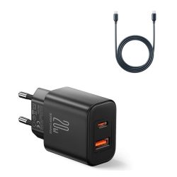   Încărcător JOYROOM USB+priză de tip C (20W, încărcător rapid PD + cablu tip C) NEGRU