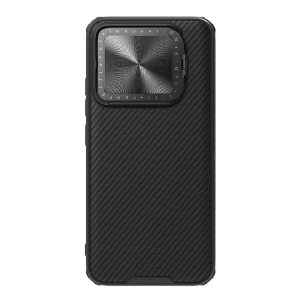 HUSĂ! - Protector de telefon din plastic NILLKIN CAMSHIELD PROP MAGNETIC (cadru din silicon, rezistenta la impact, protectie camera, suport, dungi) NEGRU Xiaomi 14 5G
