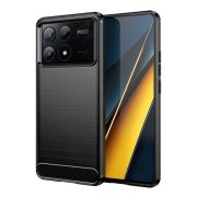   Protector de telefon din silicon (rezistenta la impact, colt cu perna de aer, periat, model carbon) NEGRU Xiaomi Poco X6 Pro 5G