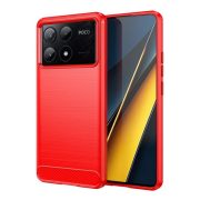   Protector de telefon din silicon (rezistenta la impact, colt cu perna de aer, periat, model carbon) RED Xiaomi Poco X6 Pro 5G