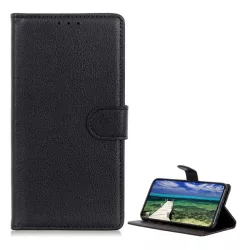   HUSĂ! - Carcasa in picioare, efect piele (FLIP, deschidere laterala, suport desktop, premium) NEGRU Motorola Moto G04