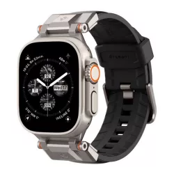   Curea de schimb SPIGEN DURAPRO ARMOR PU (dimensiune personalizată, mare, efect piele, reglabilă, cataramă metalică) NEGRU Apple Watch Ultra 2 49mm, Watch Ultra 49mm