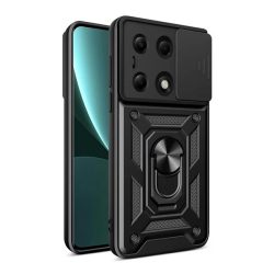   HUSĂ! - Protector de telefon din plastic Defender (rezistenta la impact, interior din silicon, inel de retinere, protectie camera) NEGRU Xiaomi Poco M6 Pro LTE, Redmi Note 13 Pro 4G