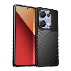   HUSĂ! - Protector de telefon din silicon (rezistenta la impact, cu dungi, model convex) NEGRU Xiaomi Poco M6 Pro LTE, Redmi Note 13 Pro 4G