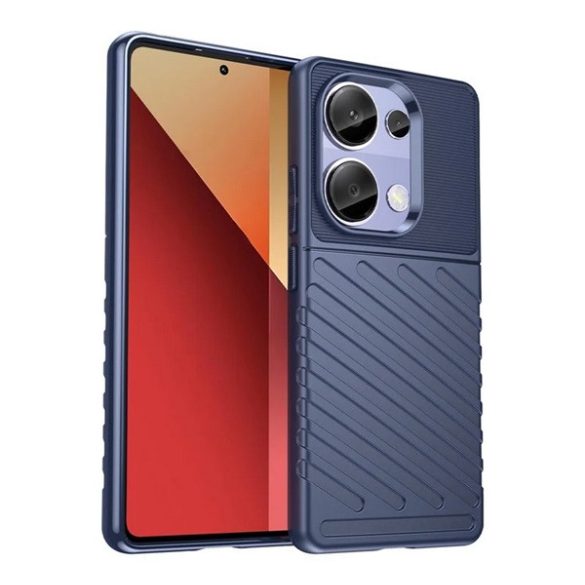 Protector de telefon din silicon (rezistenta la impact, cu dungi, model convex) ALBASTRU INCHIS Xiaomi Poco M6 Pro LTE, Redmi Note 13 Pro 4G