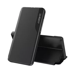 HUSĂ! - Carcasa in picioare, efect piele ECO (FLIP activ, deschidere laterala, suport desktop, geam) NEGRU Xiaomi Poco M6 Pro LTE, Redmi Note 13 Pro 4G