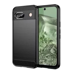   HUSĂ! - Protector de telefon din silicon (rezistenta la socuri, colt perna de aer, periat, model carbon) NEGRU Google Pixel 8a