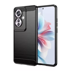   HUSĂ! - Protector de telefon din silicon (rezistenta la impact, colt cu perna de aer, periat, model carbon) NEGRU Oppo Reno11 F 5G