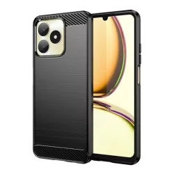   HUSĂ! - Protector de telefon din silicon (rezistenta la impact, colt cu perna de aer, periat, model carbon) NEGRU Realme Note 50