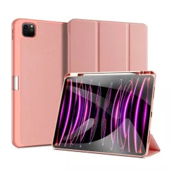   Husa DUX DUCIS DOMO in picioare, efect piele (FLIP activ, deschidere laterala, TRIFOLD, suport birou, suport creion) ROZ Apple IPAD Pro 13 (2024)
