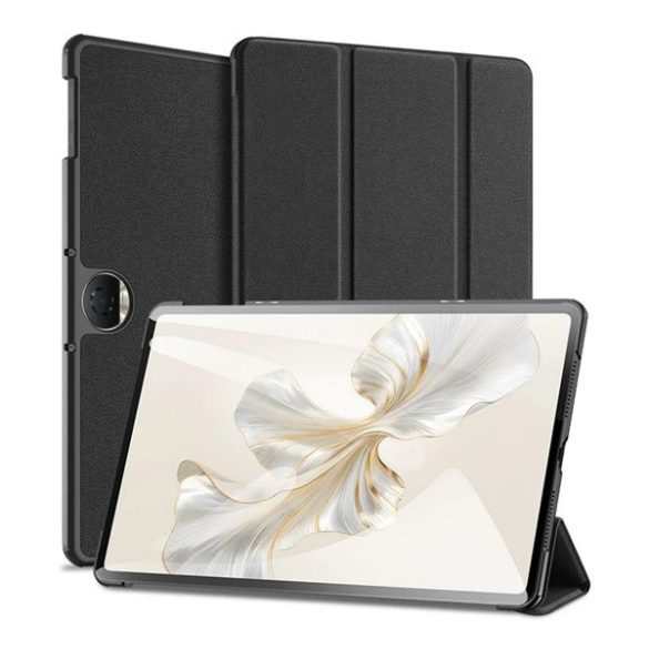 Husă DUX DUCIS DOMO în picioare, efect piele (FLIP activ, deschidere laterală, TRIFOLD, suport de masă, model textil) NEGRU Honor Pad 9