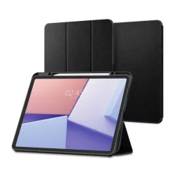   SPIGEN URBAN FIT husă în picioare (FLIP, deschidere laterală, TRIFOLD, suport de birou, suport pentru creion, model textil) NEGRU Apple IPAD Air 13 (2024)