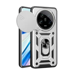   HUSĂ! - Protector de telefon din plastic Defender (rezistenta la impact, interior din silicon, inel de retinere, protectie camera) SILVER Xiaomi 14 Ultra
