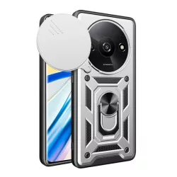   HUSĂ! - Protector de telefon din plastic Defender (rezistenta la impact, interior din silicon, inel de retinere, protectie camera) SILVER Xiaomi Redmi A3