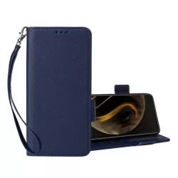   HUSĂ! - Carcasa in picioare, efect piele (FLIP, deschidere laterala, suport de birou, premium + curea de mana) ALBASTRU INCHIS ZTE Blade A72s