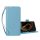 Carcasa in picioare, efect piele (FLIP, deschidere laterala, suport de birou, premium + curea de mana) ALBASTRU DESCHIS ZTE Blade A34