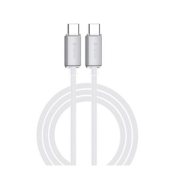 Cablu de date DEVIA EXTREME (Tip-C - Type-C, 60W, încărcător rapid PD, 150cm, anti-rupere) ALB