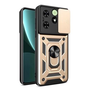 HUSĂ! - Protectie de telefon din plastic Defender (rezistenta la impact, interior din silicon, inel de retinere, protectie camera) GOLD Tecno Spark 20C, Spark 20