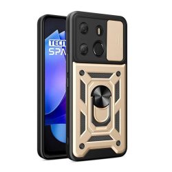   HUSĂ! - Protector de telefon din plastic Defender (rezistenta la impact, interior din silicon, inel de retinere, protectie camera) GOLD Tecno Spark Go 2023