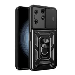   HUSĂ! - Protector de telefon din plastic Defender (rezistenta la impact, interior din silicon, inel de retinere, protectie camera) NEGRU Tecno Spark 10 Pro