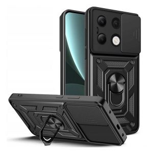 Protector de telefon din plastic Defender (rezistenta la impact, interior din silicon, inel de retinere, protectie camera) NEGRU Xiaomi Redmi Note 13 4G