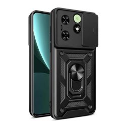   HUSĂ! - Protector de telefon din plastic Defender (rezistenta la impact, interior din silicon, inel de retinere, protectie camera) NEGRU Tecno Spark Go 2023