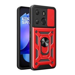   HUSĂ! - Protector de telefon din plastic Defender (rezistenta la impact, interior din silicon, inel de retinere, protectie camera) RED Tecno Spark Go 2023
