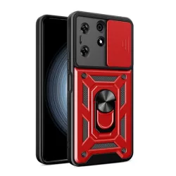   HUSĂ! - Protector de telefon din plastic Defender (rezistenta la impact, interior din silicon, inel de retinere, protectie camera) RED Tecno Spark 10 Pro