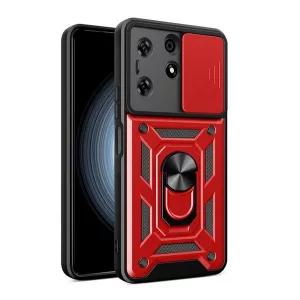 HUSĂ! - Protector de telefon din plastic Defender (rezistenta la impact, interior din silicon, inel de retinere, protectie camera) RED Tecno Spark 10 Pro