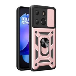   HUSĂ! - Protector de telefon din plastic Defender (rezistenta la impact, interior din silicon, inel de retinere, protectie camera) ROSE GOLD Tecno Spark Go 2023