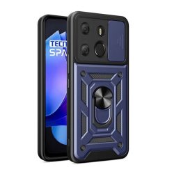   HUSĂ! - Protector de telefon din plastic Defender (rezistenta la impact, interior din silicon, inel de retinere, protectie camera) ALBASTRU INCHIS Tecno Spark Go 2023