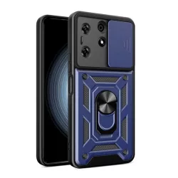   HUSĂ! - Protector de telefon din plastic Defender (rezistenta la impact, interior din silicon, inel de retinere, protectie camera) ALBASTRU INCHIS Tecno Spark 10 Pro